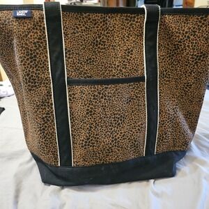 Lands End Boat Tote Canvas Bag Animal Print Large XL Beach Travel